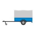 Small Cargo Car Trailer Icon. Caravan. Color Silhouette. Side View. Vector Simple Flat Graphic Illustration. Isolated Object On A White Background. Isolate.